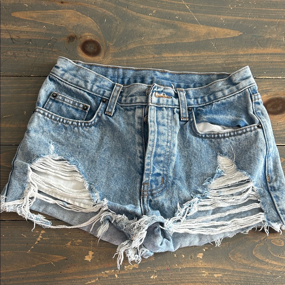 Carmar Light Blue Distressed High-Waist Denim Jean Shorts